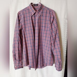 BLAZERS Shirt, Men's Plaid Pink, Purple, Gray and White, Long Sleeve Shirt,Small